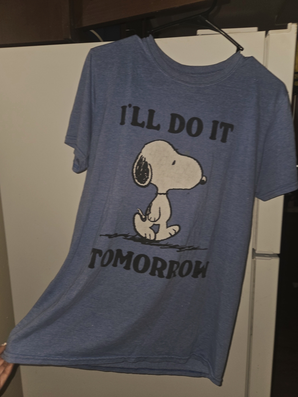 Peanuts Blue Snoopy "I'll Do It Tomorrow" Short Sleeve Tee